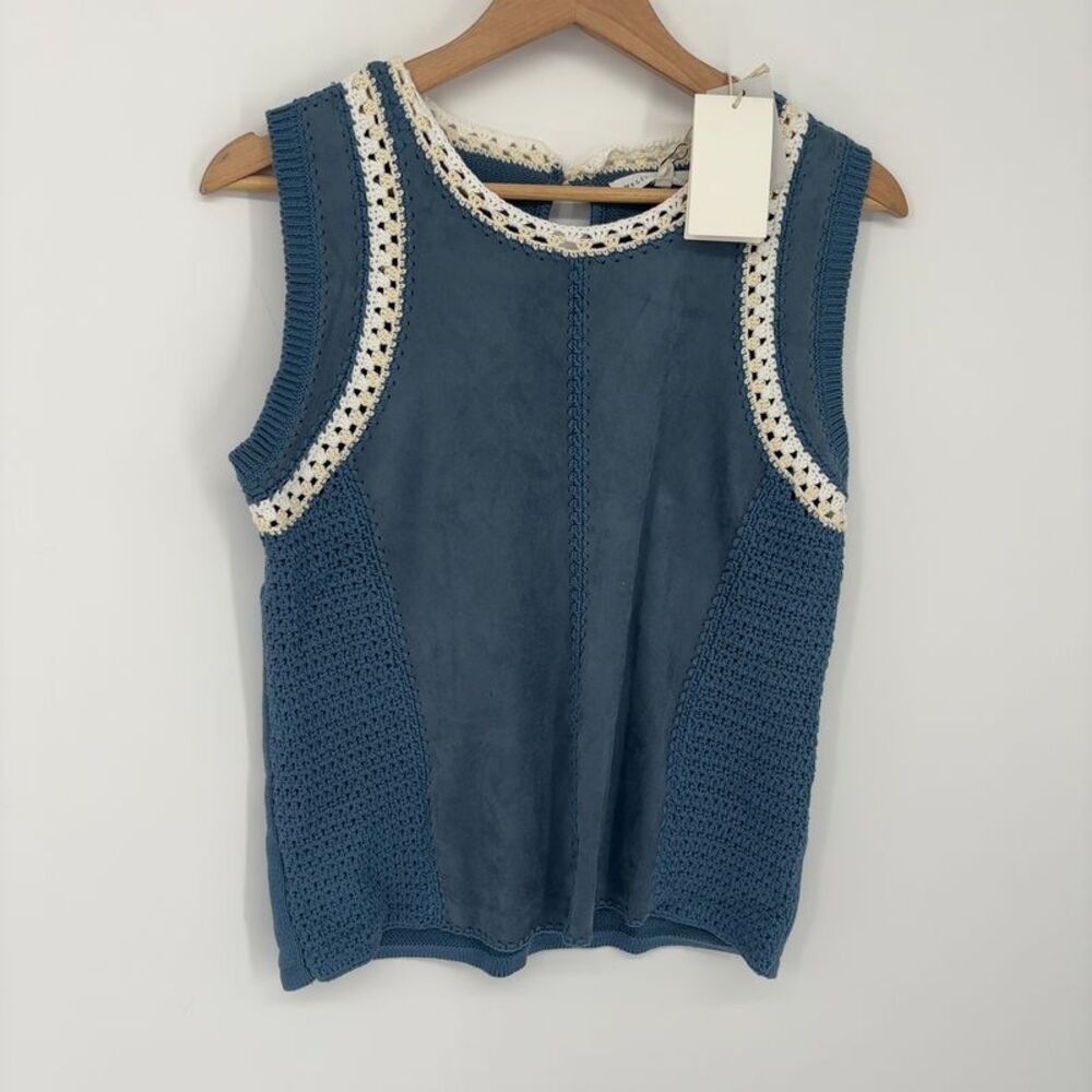 Melissa Nepton Top In Denim Blue Suede